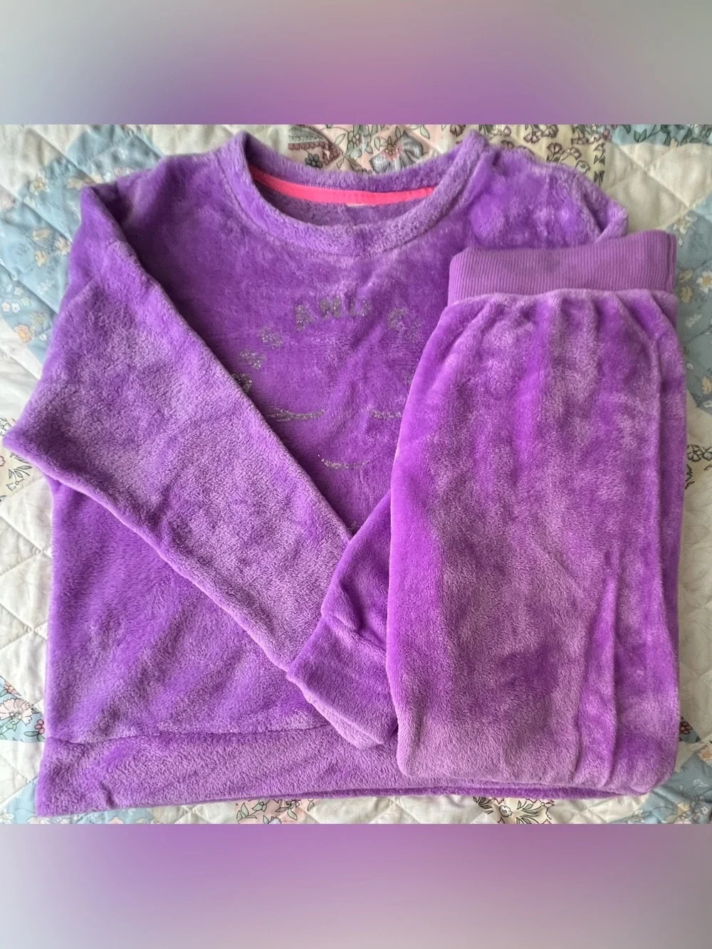 Justice Plush Pajama Set - Long Sleeve Top & Elastic Waist Pants